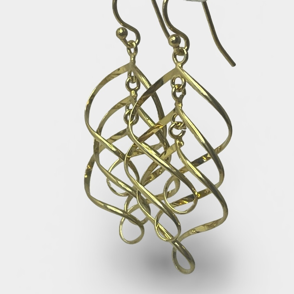 Gold Plated Spiral Dangle Earrings